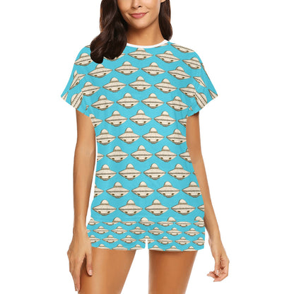 UFO Print Design LKS301 Women's Short Pajama Set
