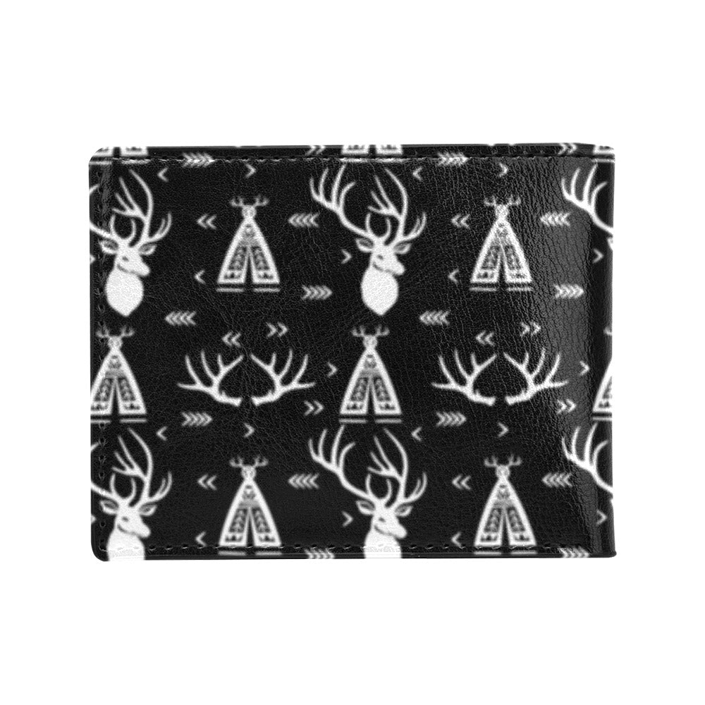 Deer Native Indian Print Pattern Men's ID Card Wallet