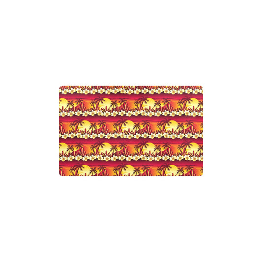 Hawaiian Tropical Sunset Hibiscus Print Kitchen Mat