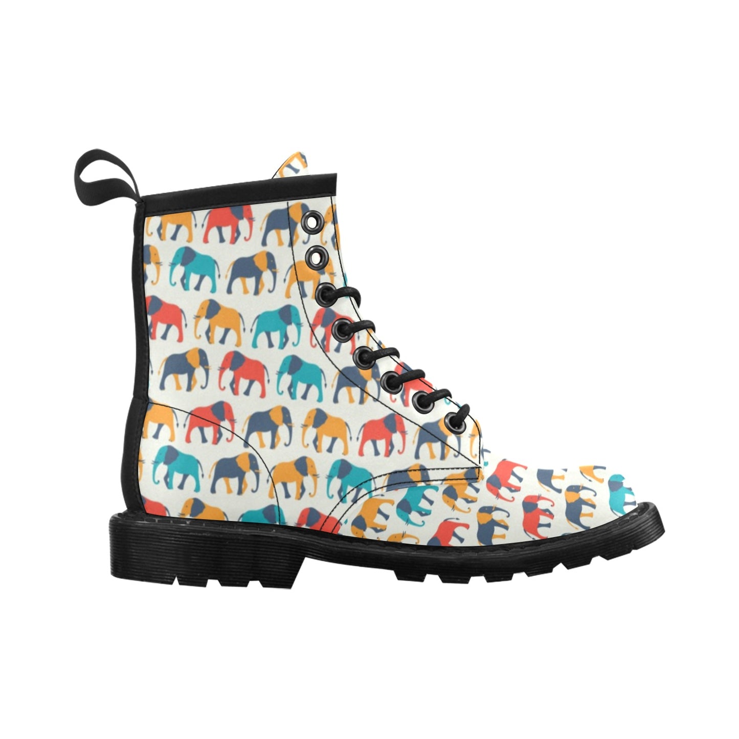 Elephant Colorful Print Pattern Women's Boots