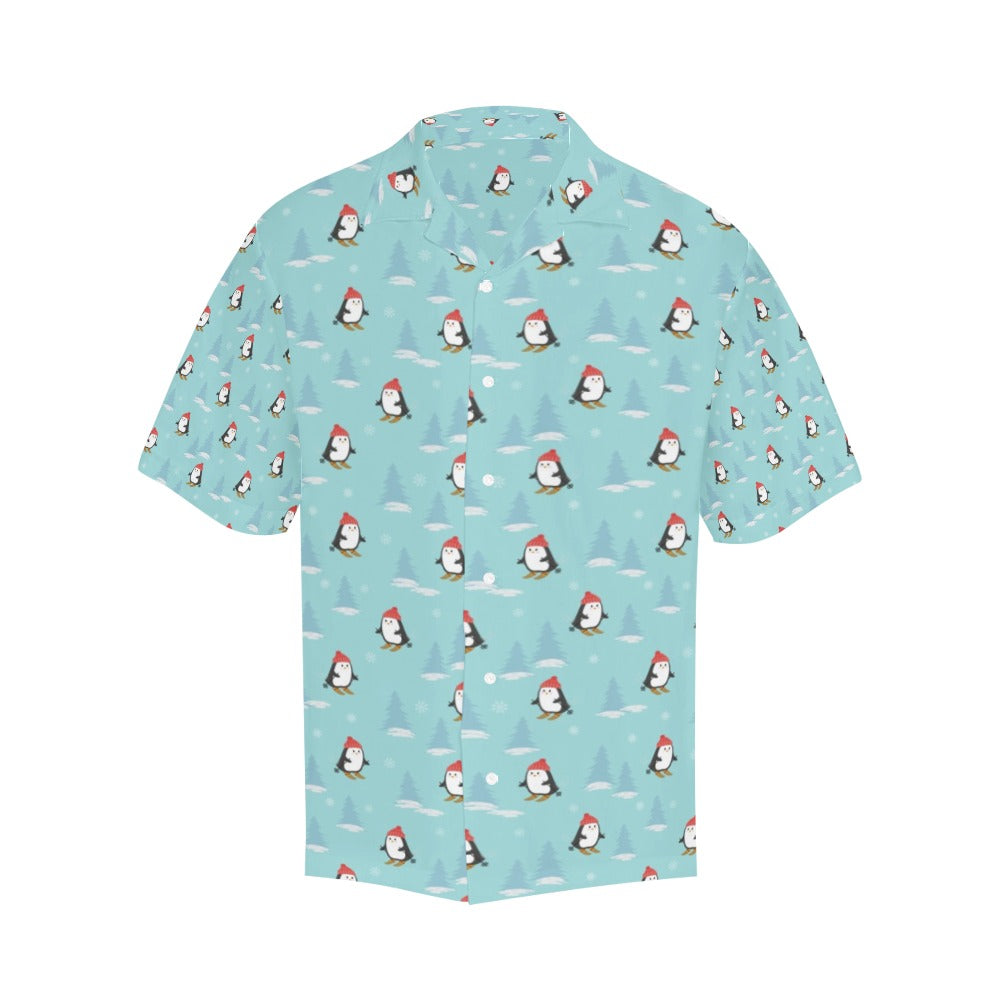 Ski Penguin Print Design LKS304 Men's Hawaiian Shirt