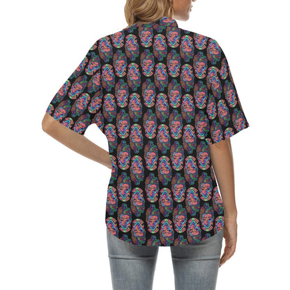 Buddha Head Colorful Print Women's Hawaiian Shirt