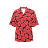 Hibiscus Red Pattern Print Design LKS306 Women's Hawaiian Shirt