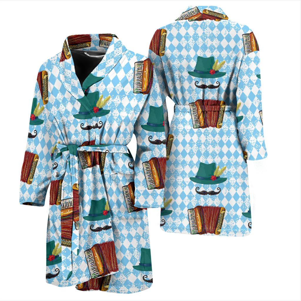 Accordion Mustache Pattern Print Design 01 Men Bathrobe-JORJUNE.COM