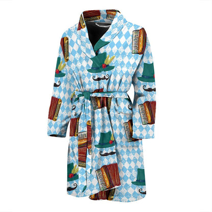 Accordion Mustache Pattern Print Design 01 Men Bathrobe-JORJUNE.COM