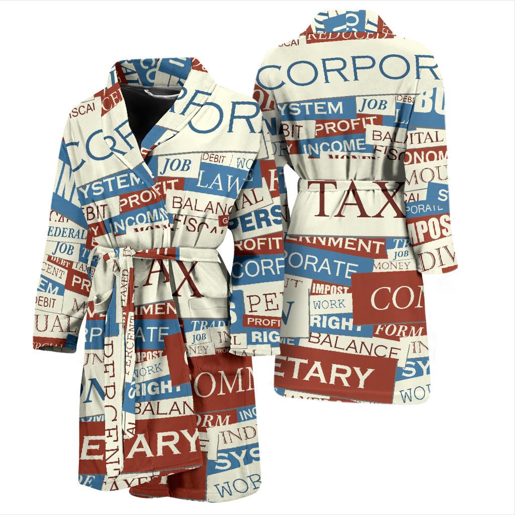 Accounting Financial Pattern Print Design 01 Men Bathrobe-JORJUNE.COM