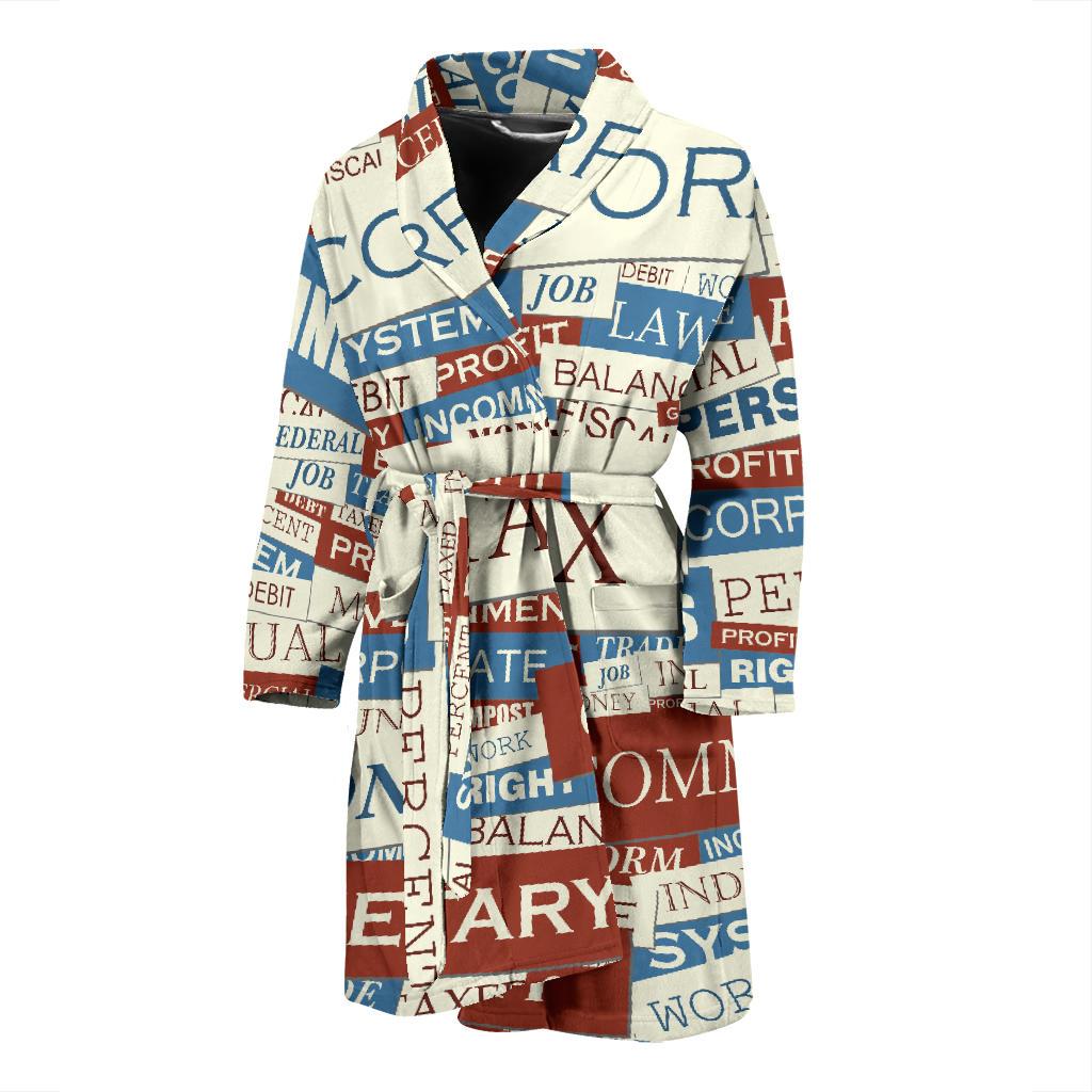 Accounting Financial Pattern Print Design 01 Men Bathrobe-JORJUNE.COM