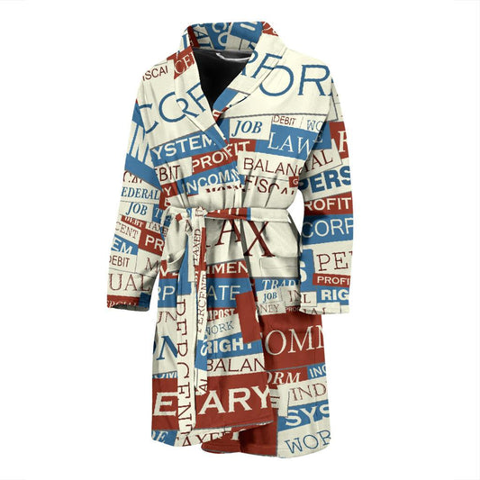 Accounting Financial Pattern Print Design 01 Men Bathrobe-JORJUNE.COM