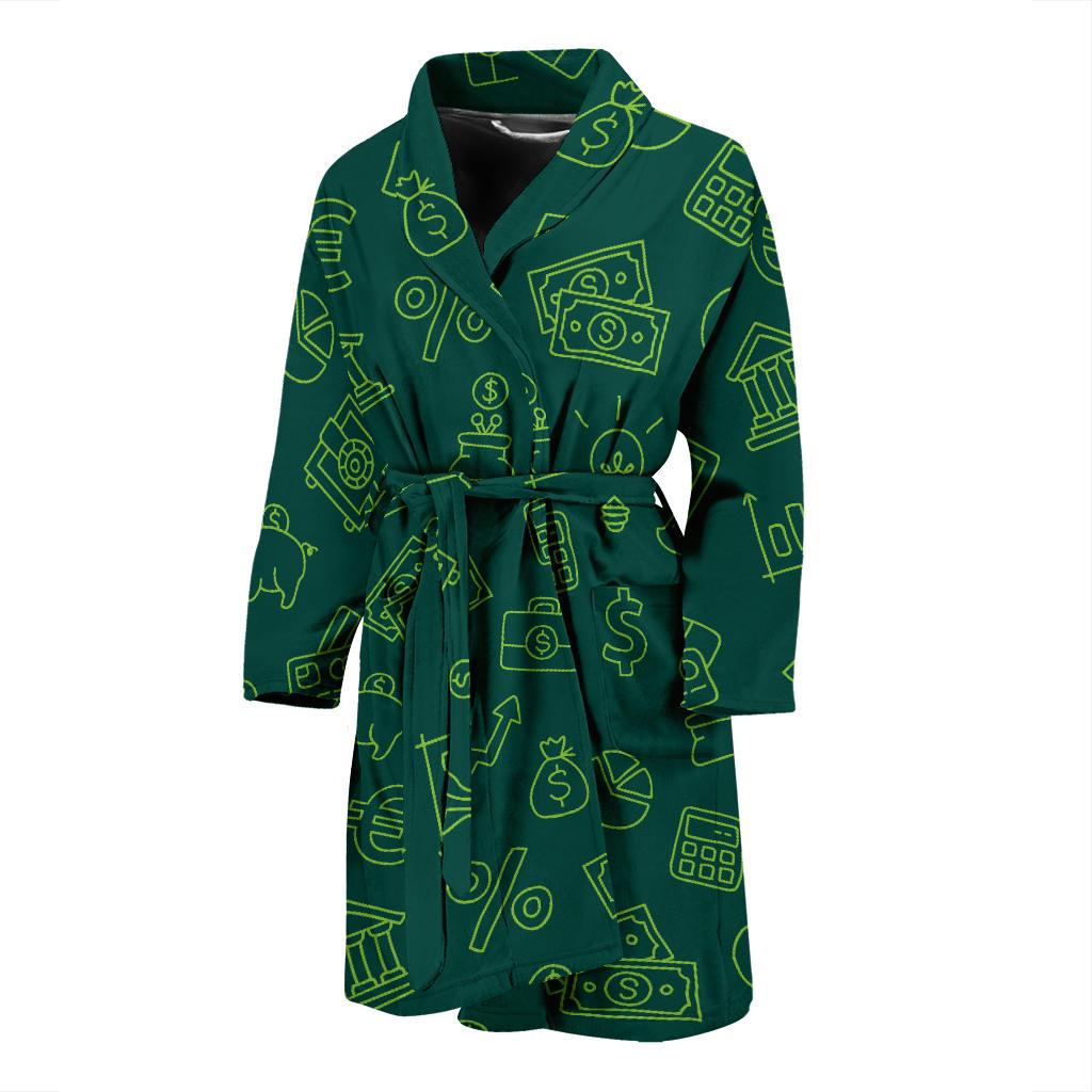Accounting Financial Pattern Print Design 02 Men Bathrobe-JORJUNE.COM