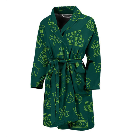 Accounting Financial Pattern Print Design 02 Men Bathrobe-JORJUNE.COM