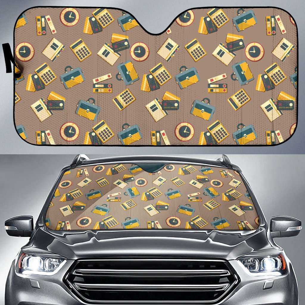 Accounting Financial Pattern Print Design 03 Car Sun Shade-JORJUNE.COM