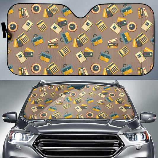 Accounting Financial Pattern Print Design 03 Car Sun Shade-JORJUNE.COM