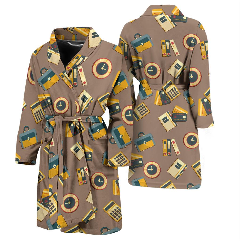 Accounting Financial Pattern Print Design 03 Men Bathrobe-JORJUNE.COM