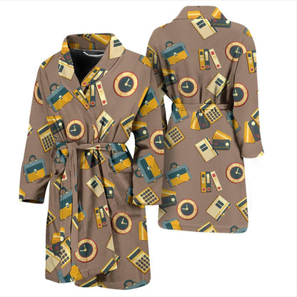 Accounting Financial Pattern Print Design 03 Men Bathrobe-JORJUNE.COM