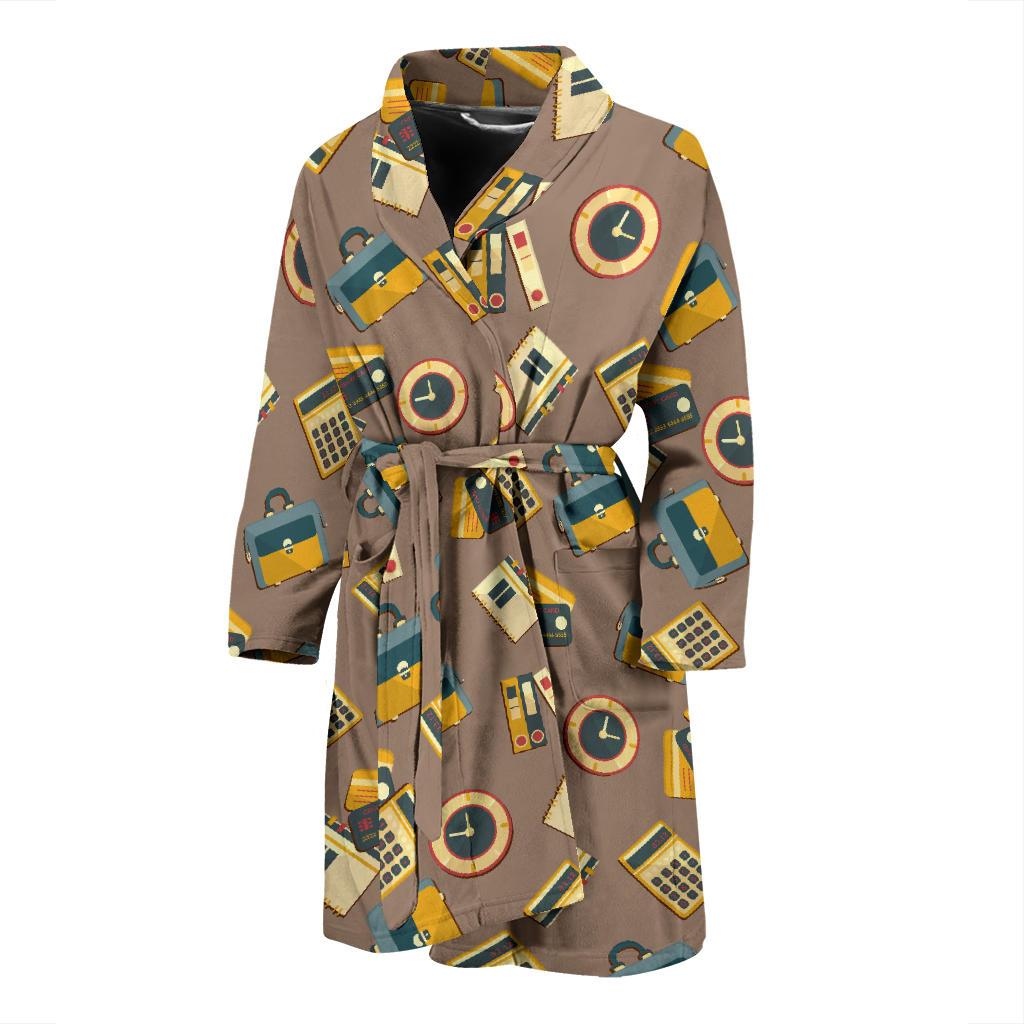 Accounting Financial Pattern Print Design 03 Men Bathrobe-JORJUNE.COM