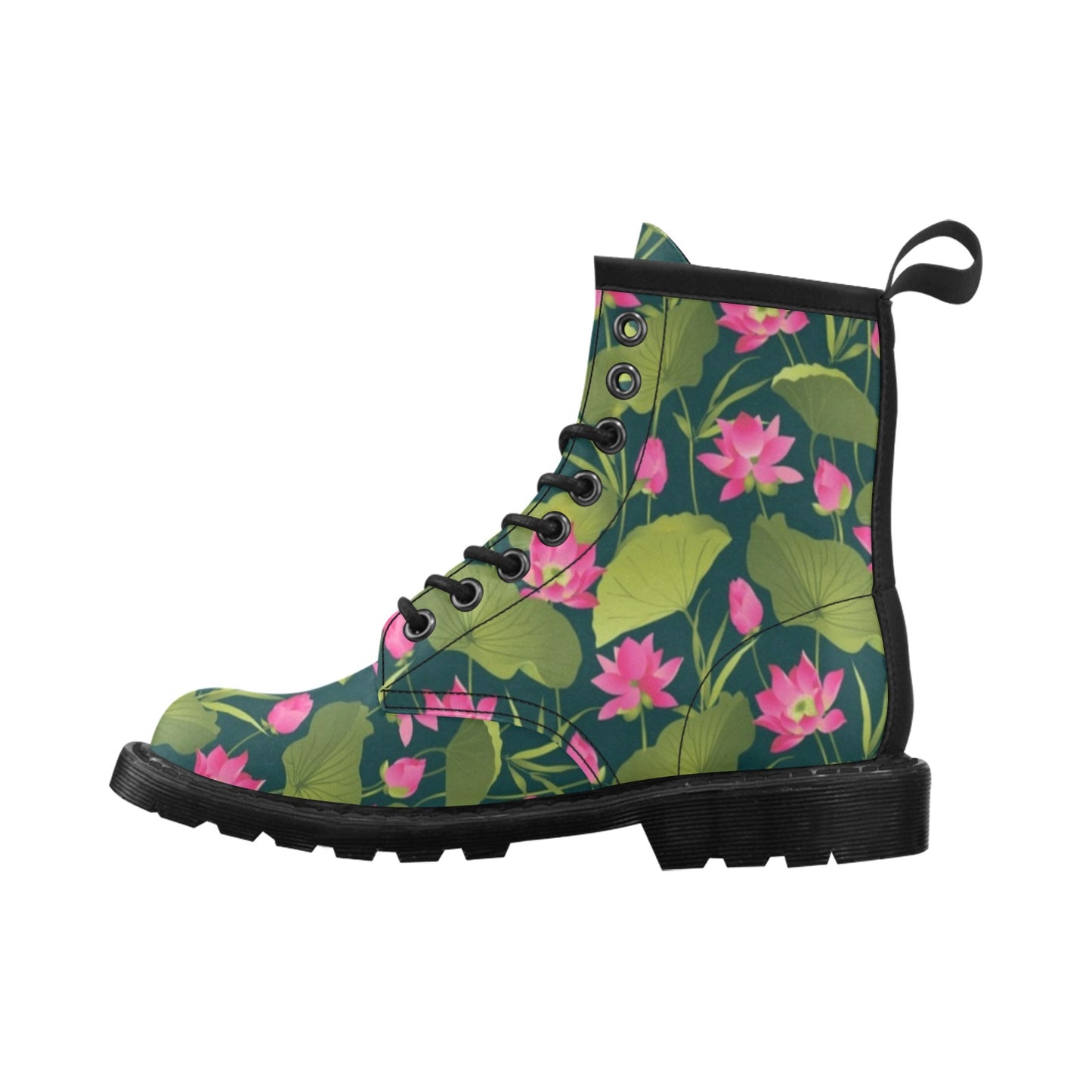 Water Lily Pattern Print Design WL09 Women's Boots
