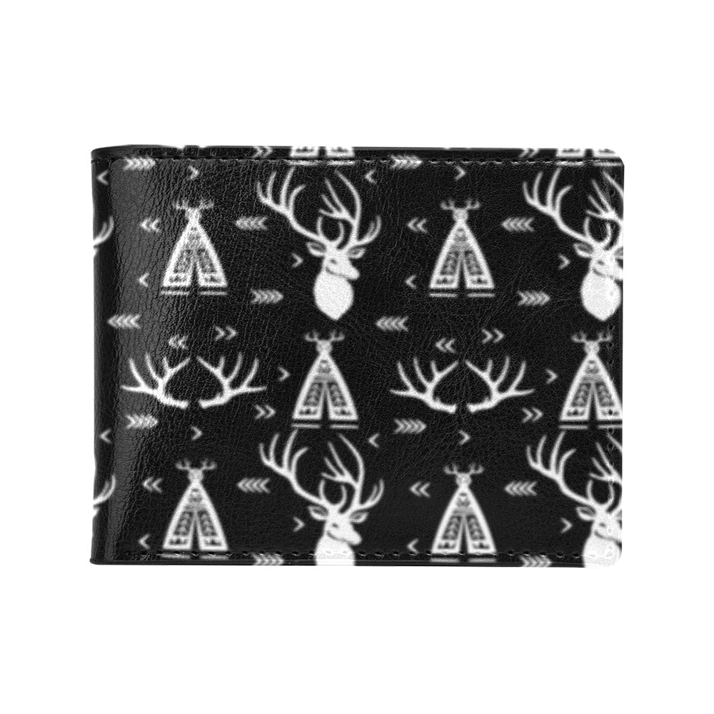 Deer Native Indian Print Pattern Men's ID Card Wallet