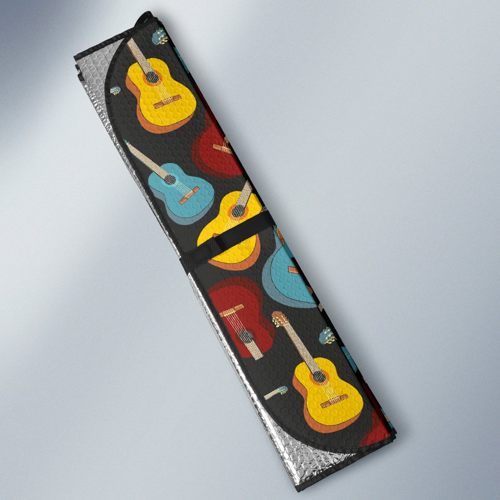Acoustic Guitar Pattern Print Design 01 Car Sun Shade-JORJUNE.COM