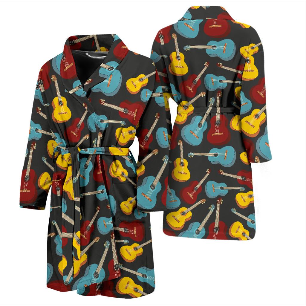 Acoustic Guitar Pattern Print Design 01 Men Bathrobe-JORJUNE.COM