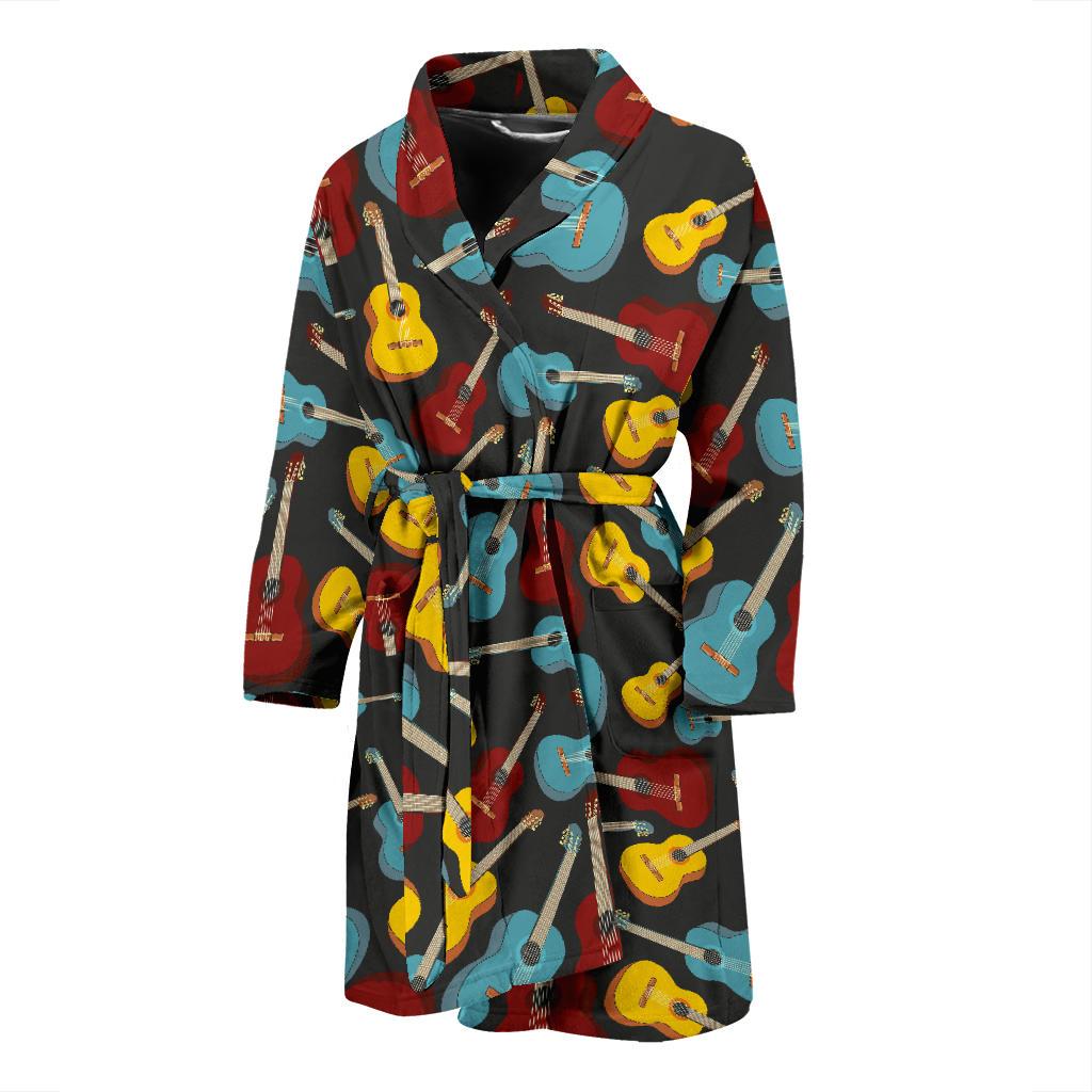 Acoustic Guitar Pattern Print Design 01 Men Bathrobe-JORJUNE.COM