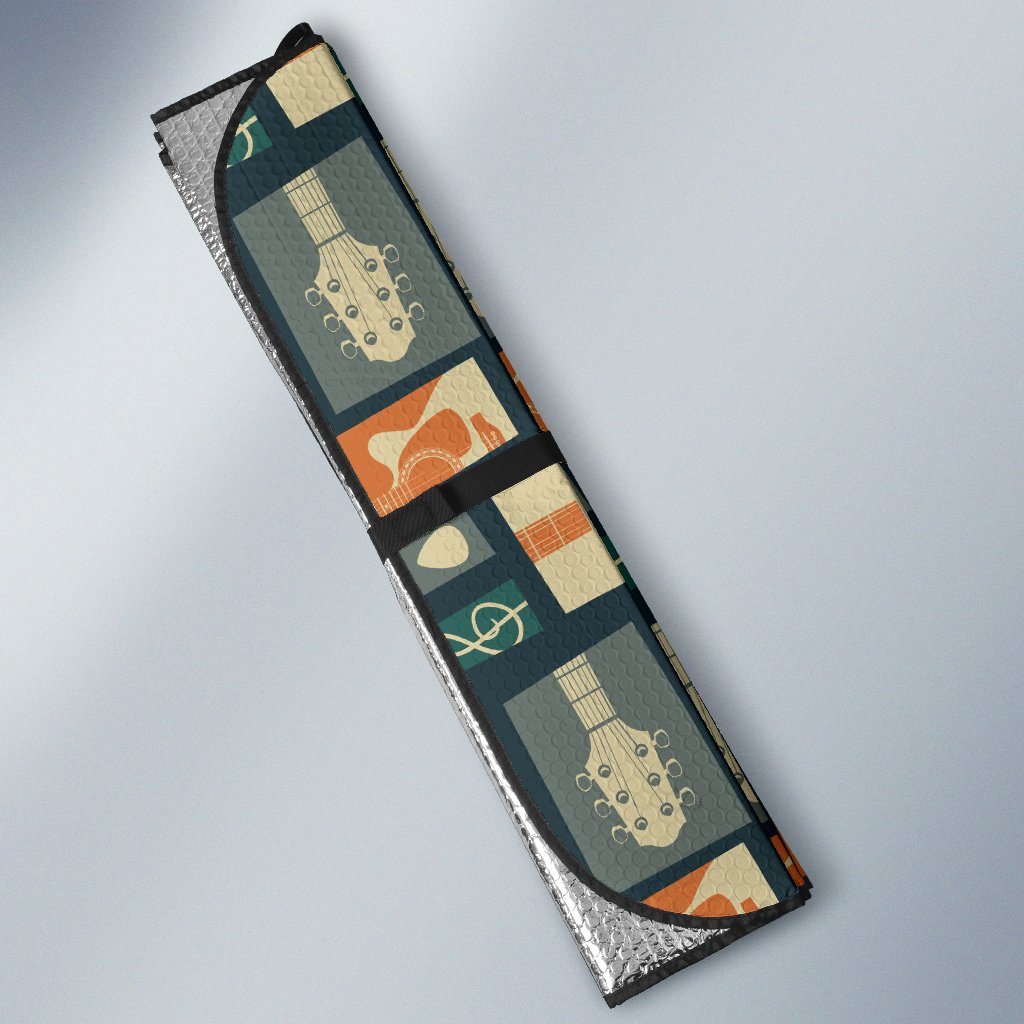Acoustic Guitar Pattern Print Design 02 Car Sun Shade-JORJUNE.COM