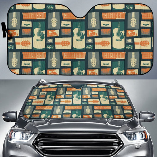 Acoustic Guitar Pattern Print Design 02 Car Sun Shade-JORJUNE.COM