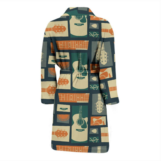 Acoustic Guitar Pattern Print Design 02 Men Bathrobe-JORJUNE.COM