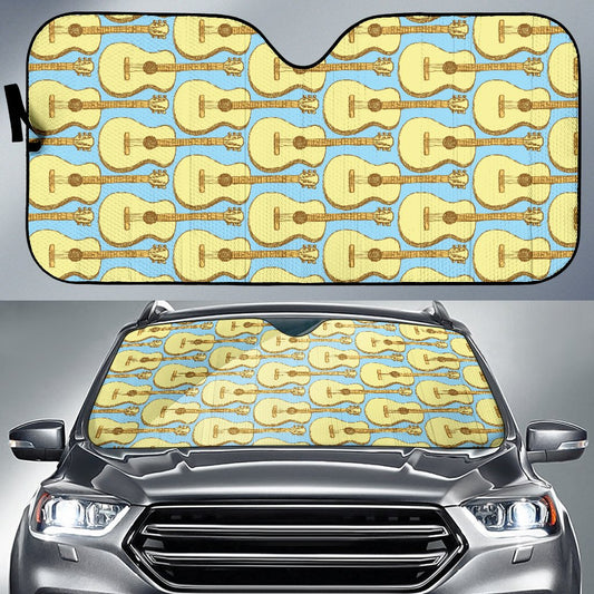 Acoustic Guitar Pattern Print Design 03 Car Sun Shade-JORJUNE.COM