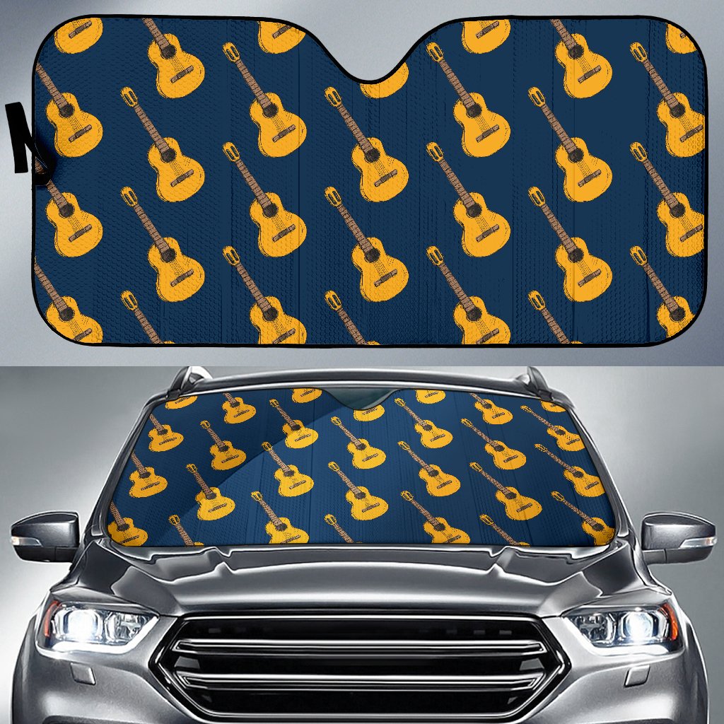 Acoustic Guitar Pattern Print Design 04 Car Sun Shade-JORJUNE.COM