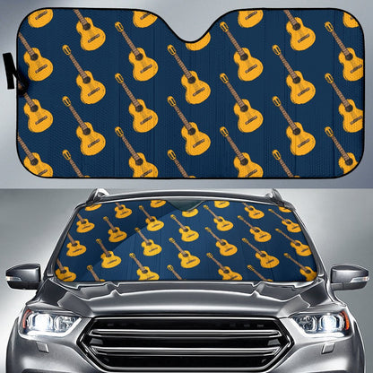 Acoustic Guitar Pattern Print Design 04 Car Sun Shade-JORJUNE.COM
