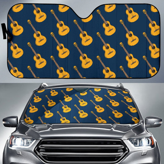 Acoustic Guitar Pattern Print Design 04 Car Sun Shade-JORJUNE.COM