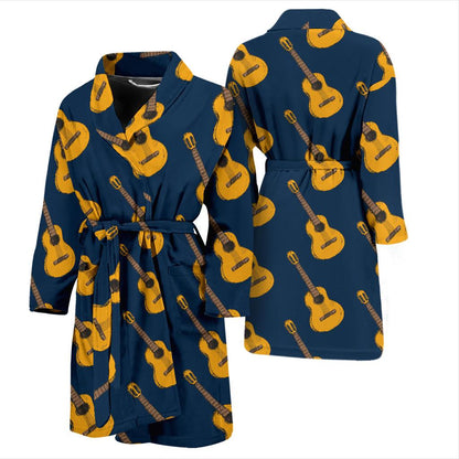Acoustic Guitar Pattern Print Design 04 Men Bathrobe-JORJUNE.COM