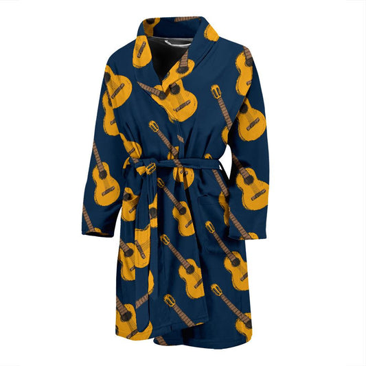 Acoustic Guitar Pattern Print Design 04 Men Bathrobe-JORJUNE.COM
