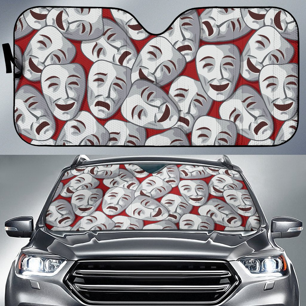 Acting Mask Pattern Print Design 01 Car Sun Shade-JORJUNE.COM