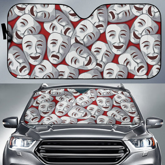 Acting Mask Pattern Print Design 01 Car Sun Shade-JORJUNE.COM