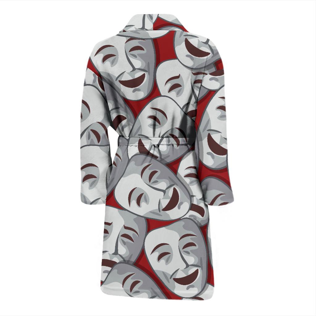Acting Mask Pattern Print Design 01 Men Bathrobe-JORJUNE.COM