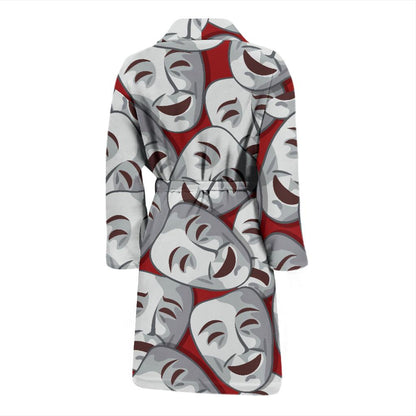 Acting Mask Pattern Print Design 01 Men Bathrobe-JORJUNE.COM
