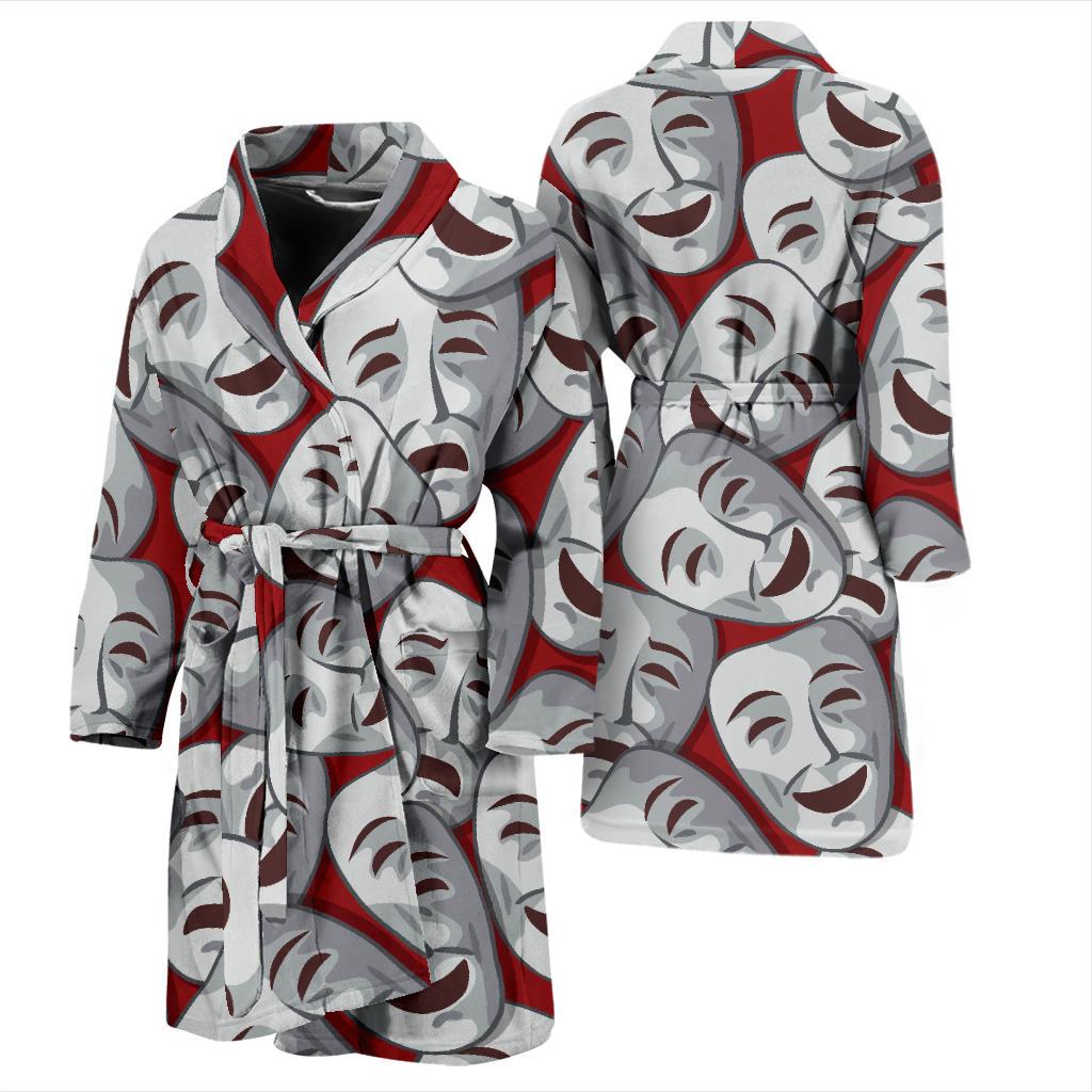 Acting Mask Pattern Print Design 01 Men Bathrobe-JORJUNE.COM