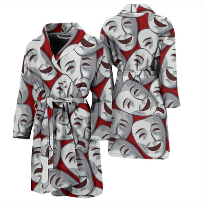 Acting Mask Pattern Print Design 01 Men Bathrobe-JORJUNE.COM