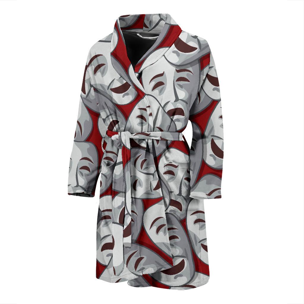 Acting Mask Pattern Print Design 01 Men Bathrobe-JORJUNE.COM