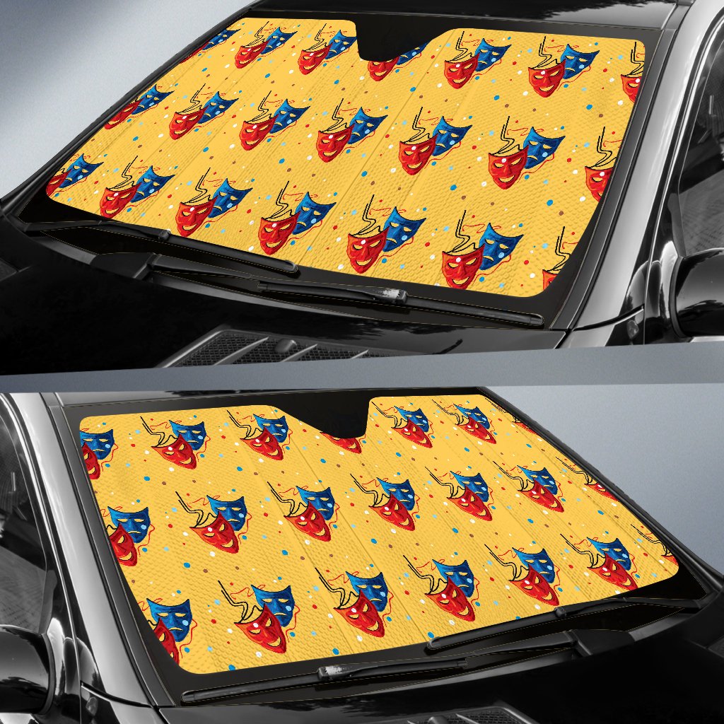 Acting Mask Pattern Print Design 02 Car Sun Shade-JORJUNE.COM