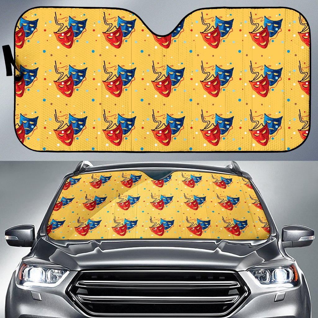 Acting Mask Pattern Print Design 02 Car Sun Shade-JORJUNE.COM
