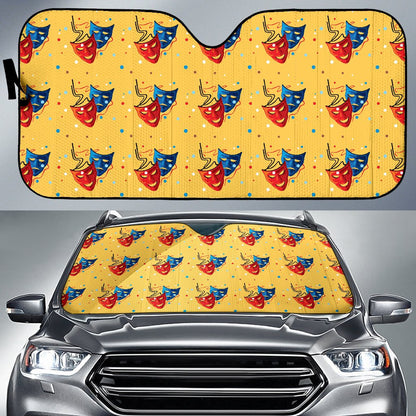 Acting Mask Pattern Print Design 02 Car Sun Shade-JORJUNE.COM