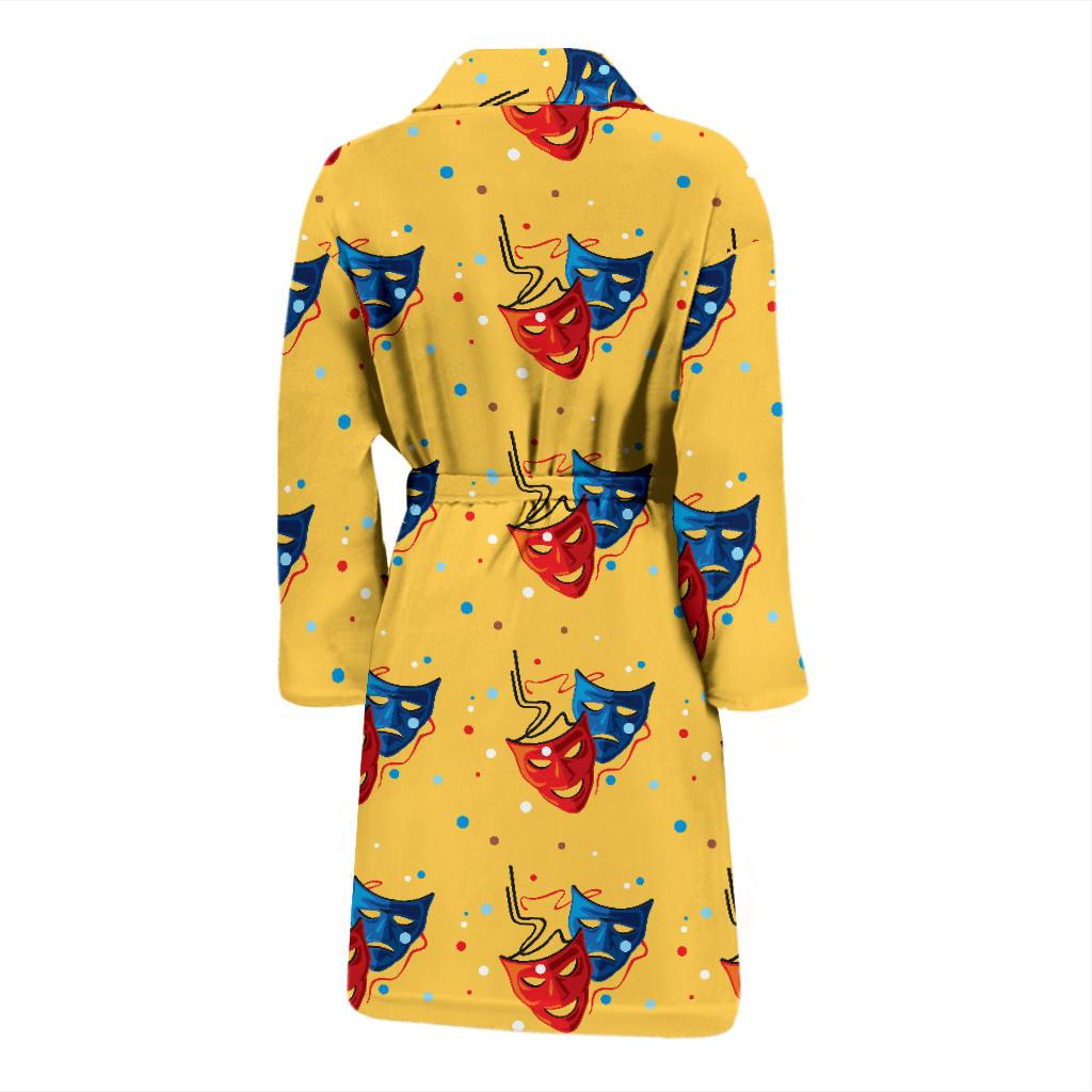 Acting Mask Pattern Print Design 02 Men Bathrobe-JORJUNE.COM