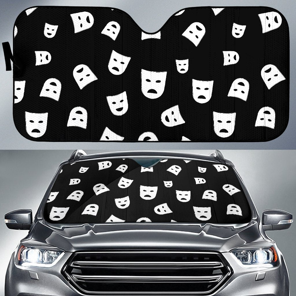 Acting Mask Pattern Print Design 03 Car Sun Shade-JORJUNE.COM
