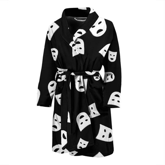 Acting Mask Pattern Print Design 03 Men Bathrobe-JORJUNE.COM