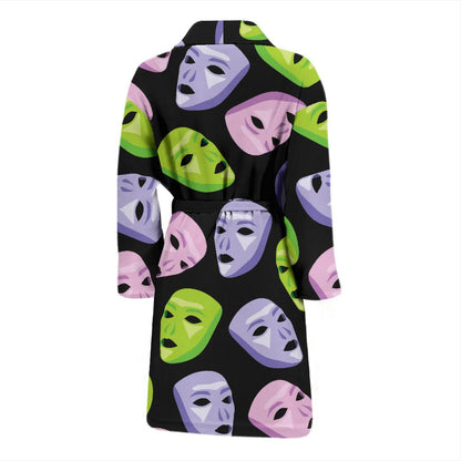 Acting Mask Pattern Print Design 04 Men Bathrobe-JORJUNE.COM