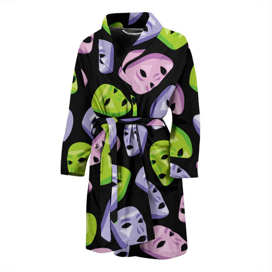 Acting Mask Pattern Print Design 04 Men Bathrobe-JORJUNE.COM