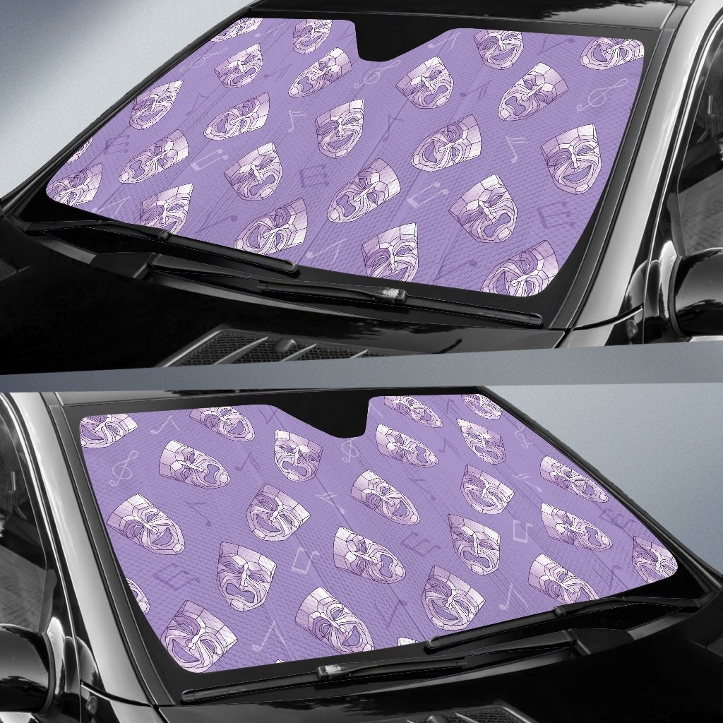 Acting Mask Pattern Print Design 05 Car Sun Shade-JORJUNE.COM