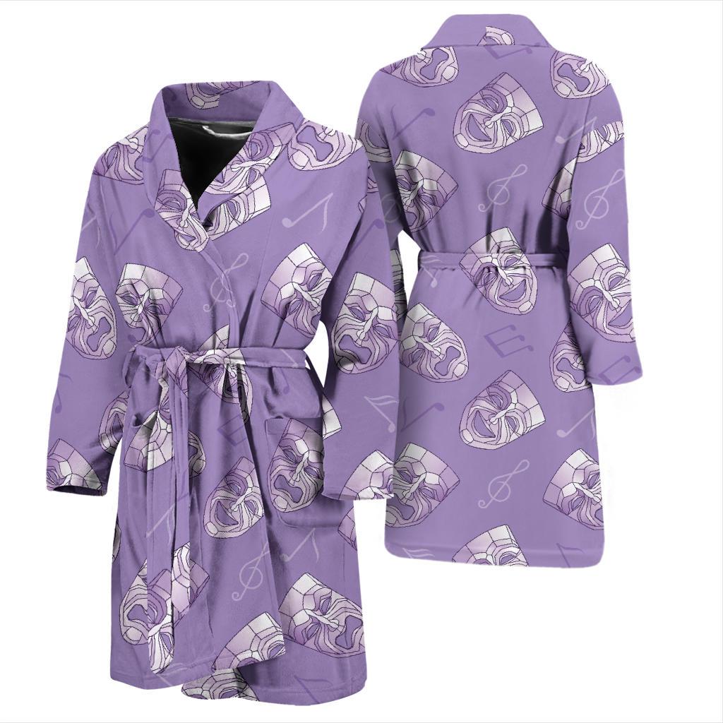 Acting Mask Pattern Print Design 05 Men Bathrobe-JORJUNE.COM